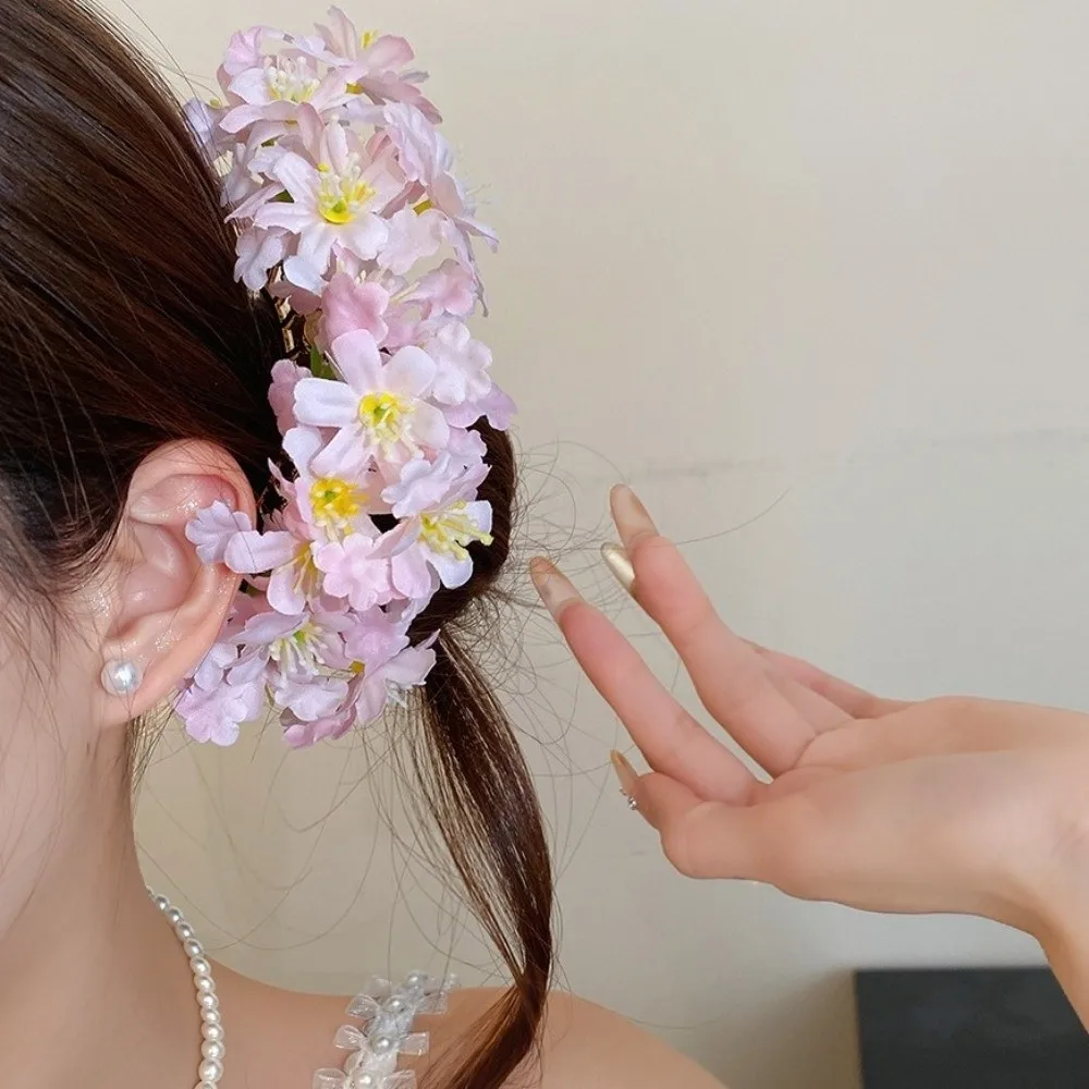 

Elegant Bohemian Simulation Flower Hair Fork Sweet Cloth Chinese Style Hairpin Headwear Iron Side Clip Bridesmaid