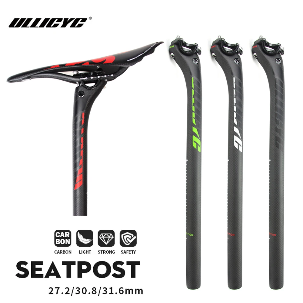 Ullicyc sztyca z włókna węglowego 27.2/30.8/31.6mm 3K matowa karbonowa sztyca szosowa/MTB przesunięta długość 400mm rura podsiodłowa części rowerowe
