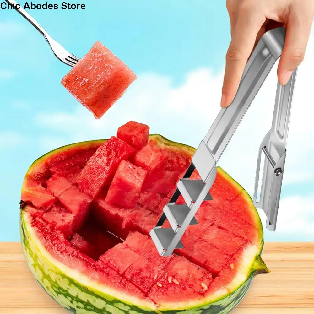 

304 Stainless Steel Watermelon Cube Cutter Anti-corrosion Rust-proof Watermelon Slicer Labor-saving Professional Fruit Splitter