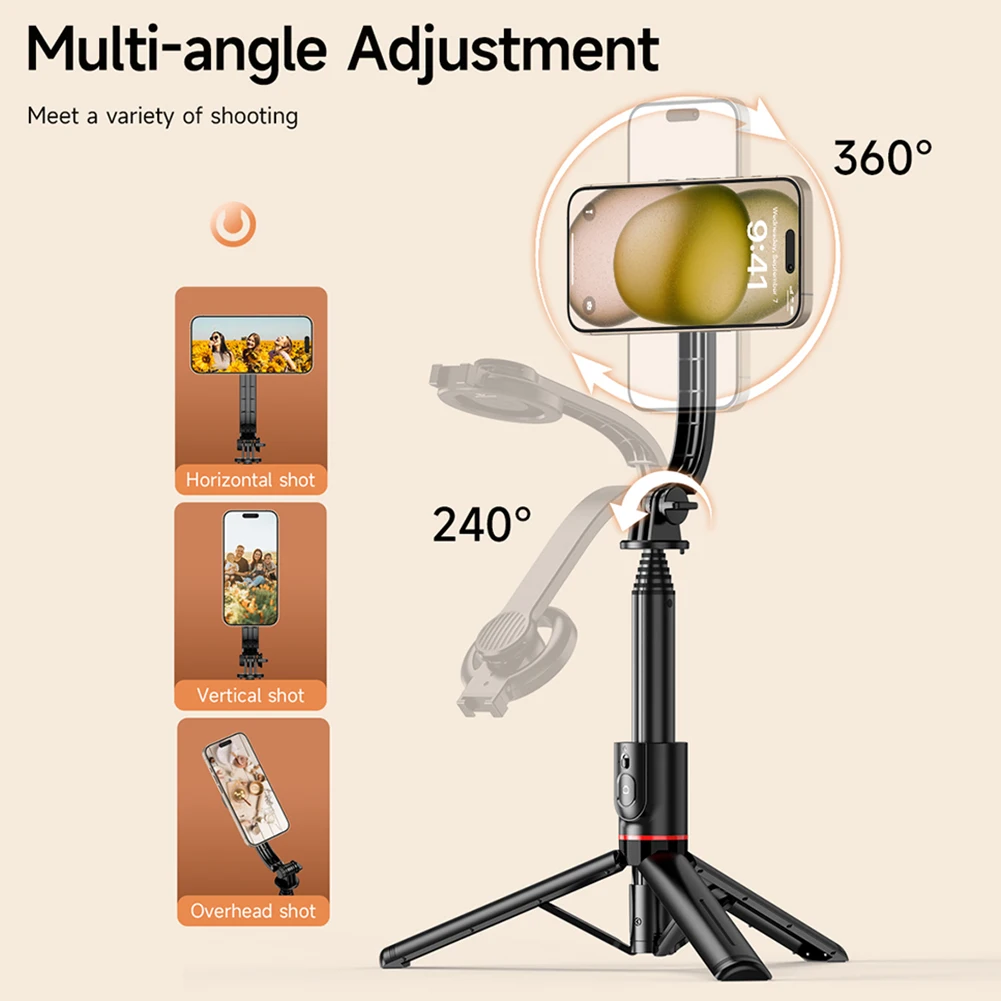 Trépied de perche à selfie magnétique en alliage d'aluminium, perche à selfie durable pour mariage et voyage, degré d'usure