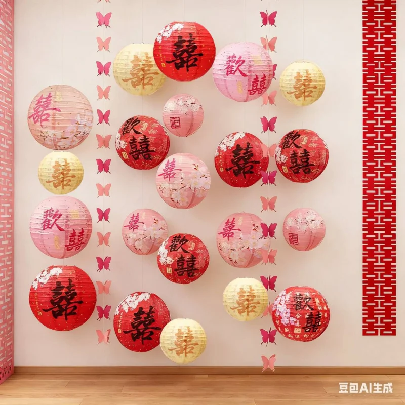 Chinesische Papierlaternen für Hochzeitsdekoration, Party, Frühlingsfest, Garten- und Hofdekoration