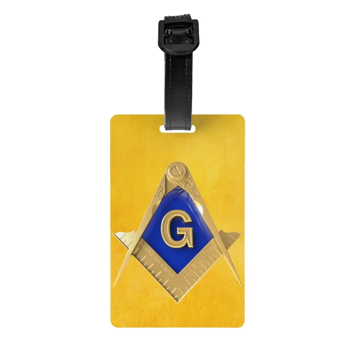 

Custom Freemason Gold Square Masonic Luggage Tag Travel Bag Suitcase Privacy Cover ID Label