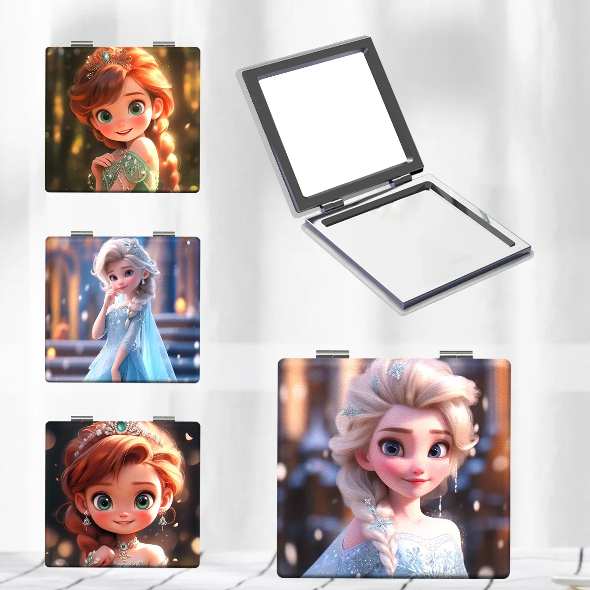 

Anime Disney Elsa Princess Mirror Kawaii Frozen Anna Princess Print Makeup Mirror Cartoon Girl Portable Fold Mirror Girls Gifts