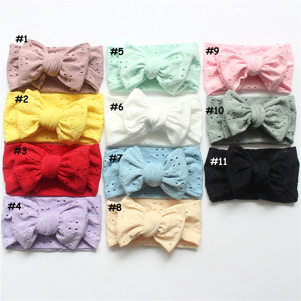 24pc/lot Lace Embroidery Bow Baby Headband Girls Knotbow Kids Elastic Head wraps Kids Newborn Baby Party Gifts headwear Infant