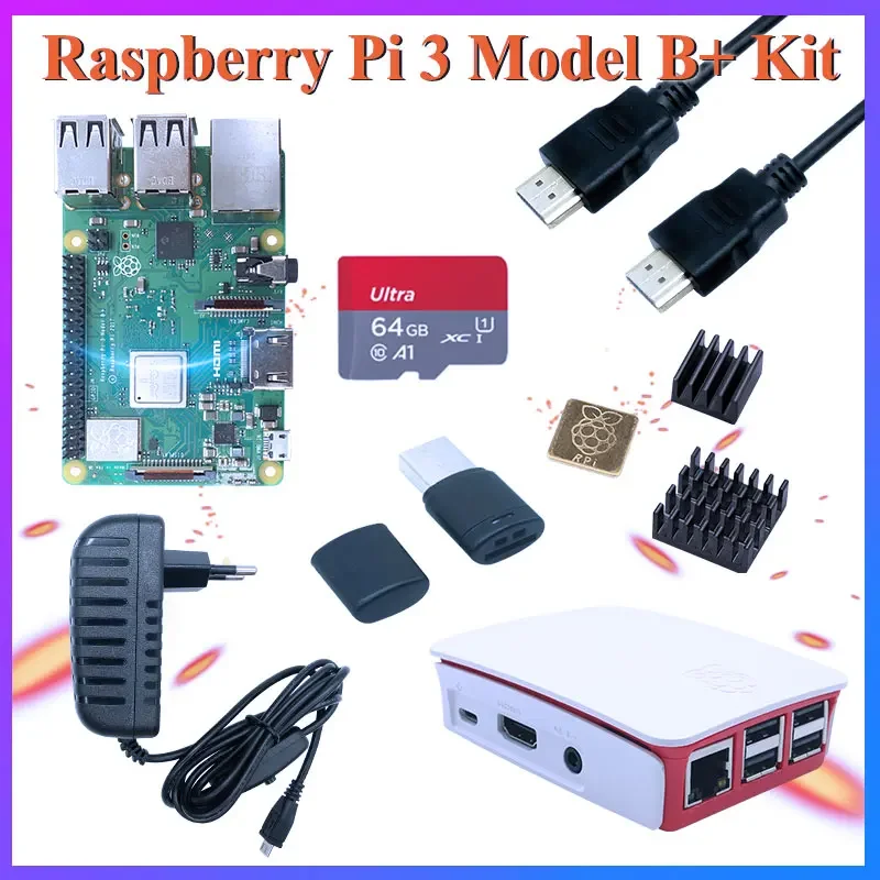 Raspberry Pi 3 Modelo B kit bcm2837b0 WIFI BT Gigabit Ethernet Poe opcional ABS case fuente de alimentación para RPI 3 B Plus