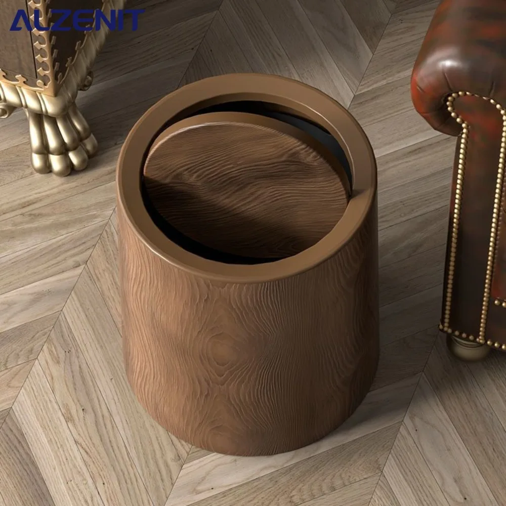 Retro Imitation Wood Grain Trash Can Garbage Bin for Large Capacity Living Room Kitchen Bathroom Office New Style Garbage Bin
