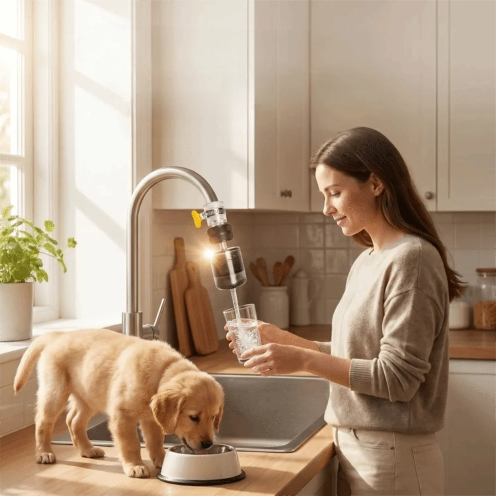 Anti-Splash Titanium Particles Faucet Water Filter Stainless Steel Cable Ties Removing Impurities Kitchen Faucet Water Purifier