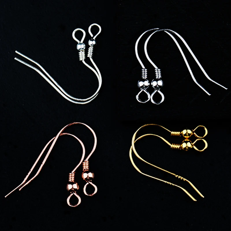 100PCS 20x17mm Earrings Clasps Hooks with Beads Findings Earring Wires for Jewelry Making Accessories DIY Silver Golden 10Colors