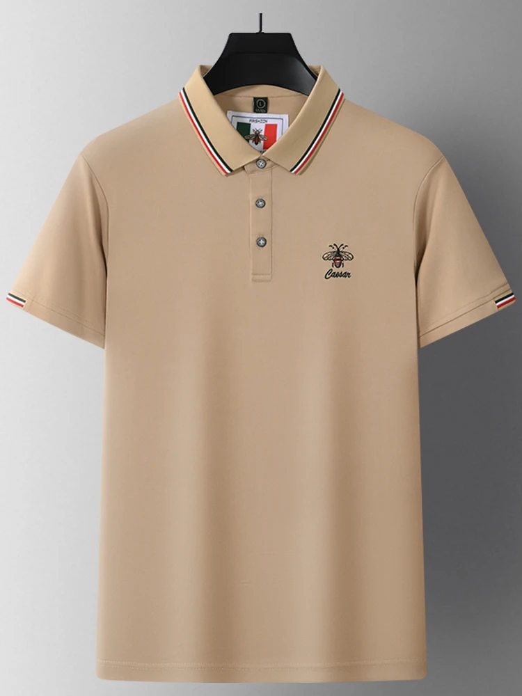 

Лето 2025 Новый Шелковый хлопок для мужчин Polo Короткие рукава Бизнес - отдых Комфортная воздухопроницаемая блузка Высококлассные бренды Дизайнеры вышитые модные футболки
