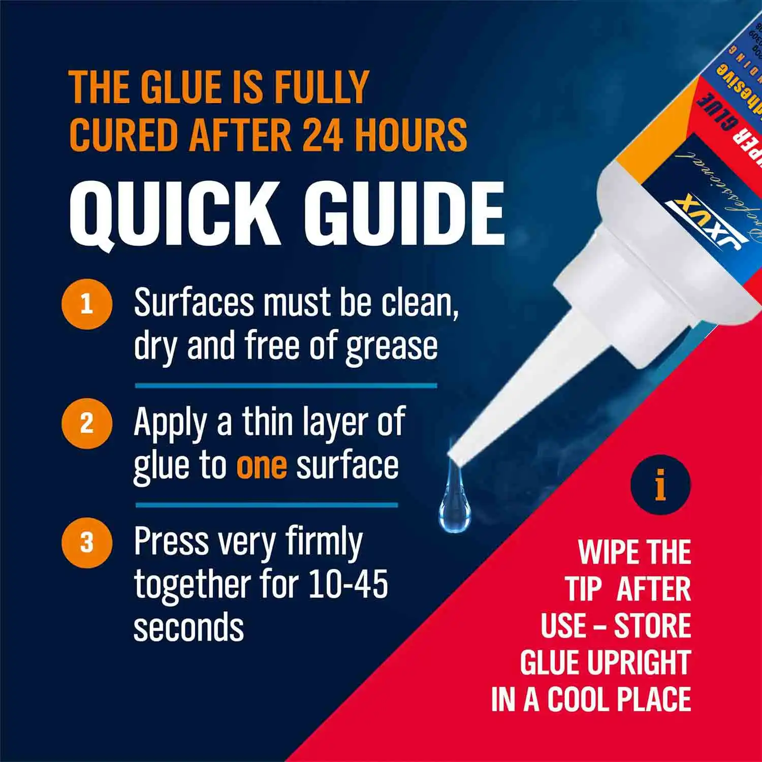 JXVX 1-5개 슈퍼 글루 502 가죽, 고무, 목재, 금속용 고강도 속건성 시아노아크릴레이트 접착제 고강도 액체 접착제 도구(정밀 분배기 포함)