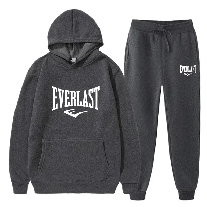 Men's EVERLAST Sportswear Fitness Gym Clothing Running Set Sportswear Straps Autumn_Winter Hoodie Set New Style clothes for men - view 3