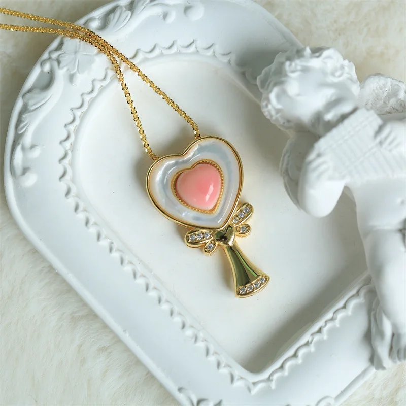 S925 Silver Inlay Fritillary Series Queen Shell Love Magic Wand Pendant
