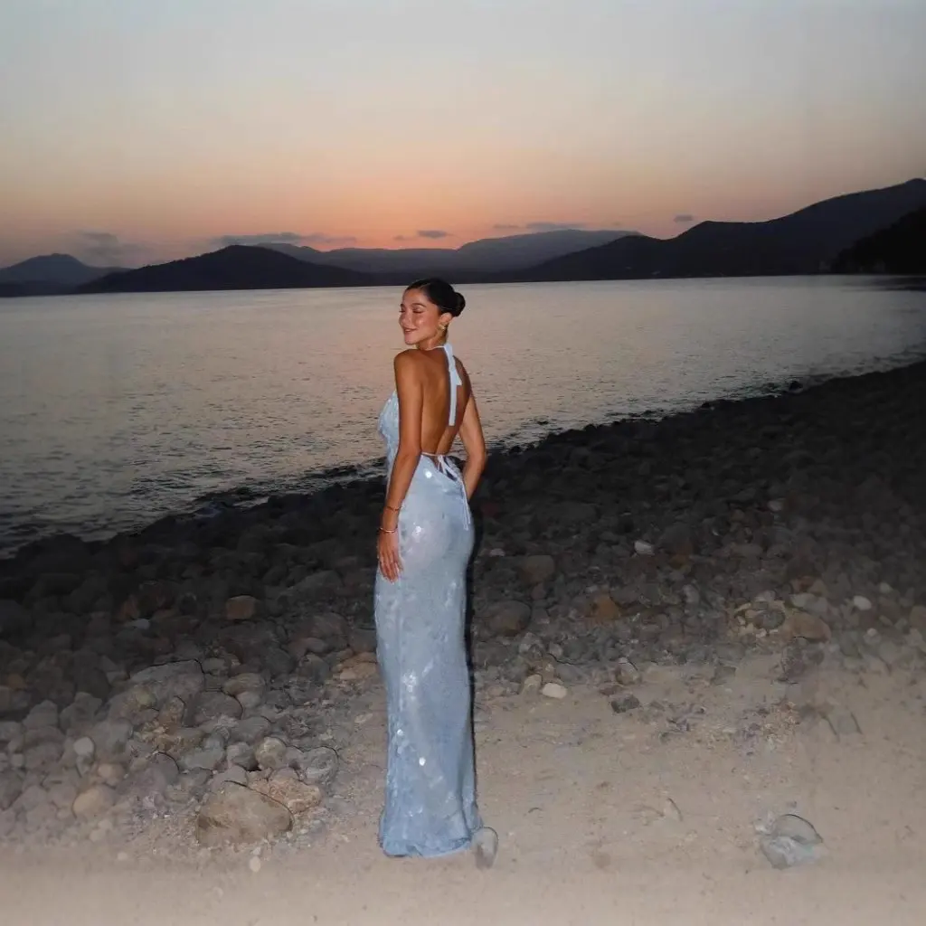 Vestido ajustado sin espalda para mujer sexy con tirantes de lentejuelas estilo de moda europea y americana para