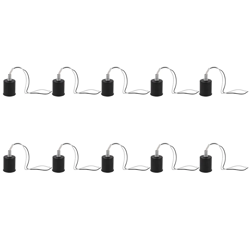 10X E27 Ceramic Screw Base Round LED Light Bulb Lamp Socket Holder Adapter Metal Lamp Holder With Wire Black