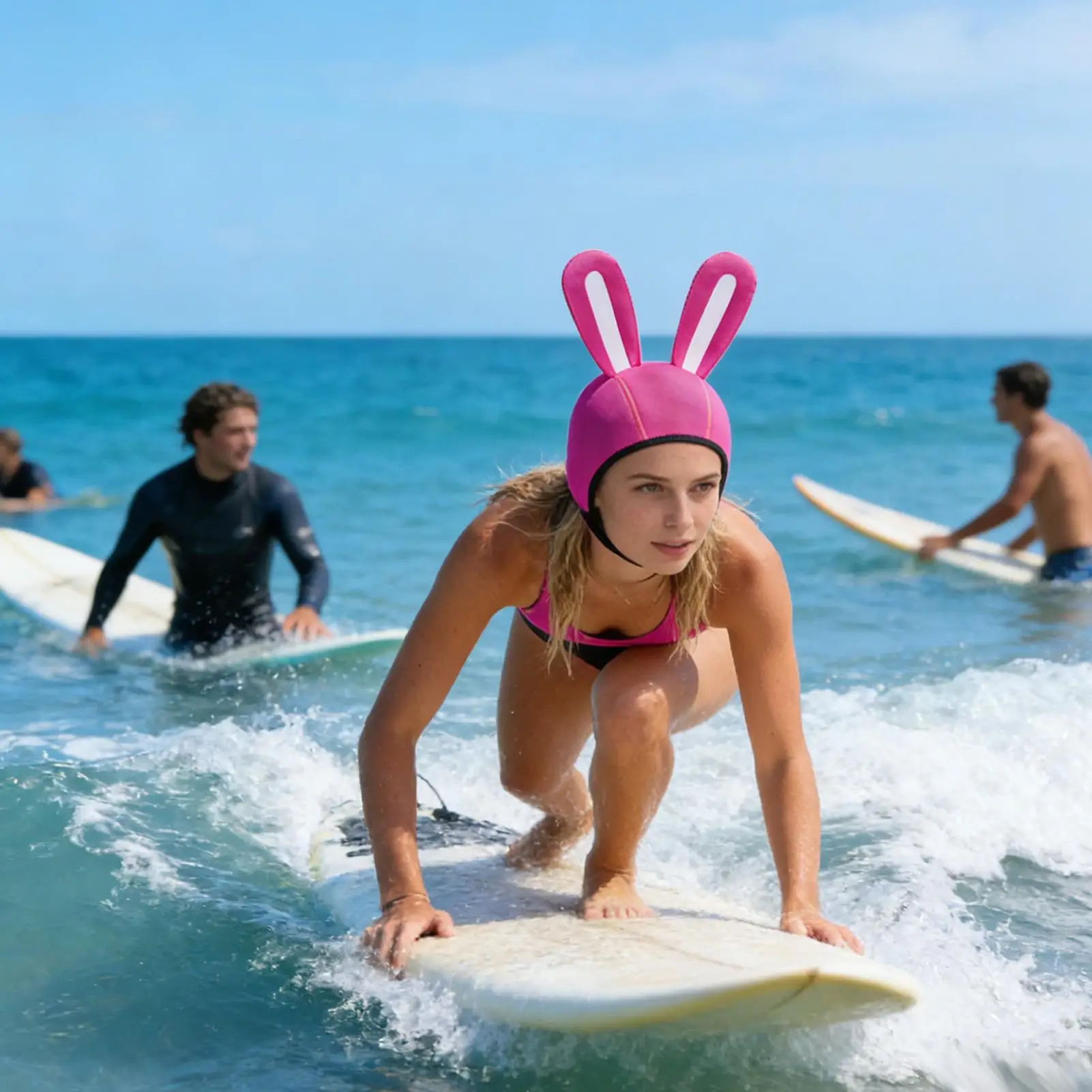 

Dive Hood Swim Hat With Bunny Ears Wetsuit Hat For Kayaking Snorkeling Swimming Sailing Surfing Canoeing Water Sports