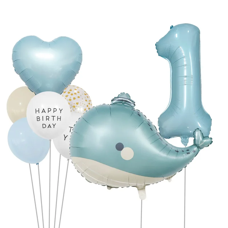 

Matte Ocean Theme Balloon Set for Baby Birthday Party Dolphin Number Balloons Decor Party Decoration Baby Shower