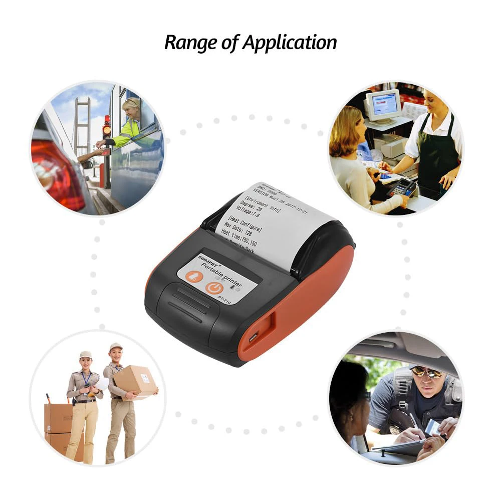 GOOJPRT PT-210 Mini Portable Wireless Bluetooh Thermal Printer 58mm Handheld Barcode Thermal Printer 203dpi Electronic Labeler