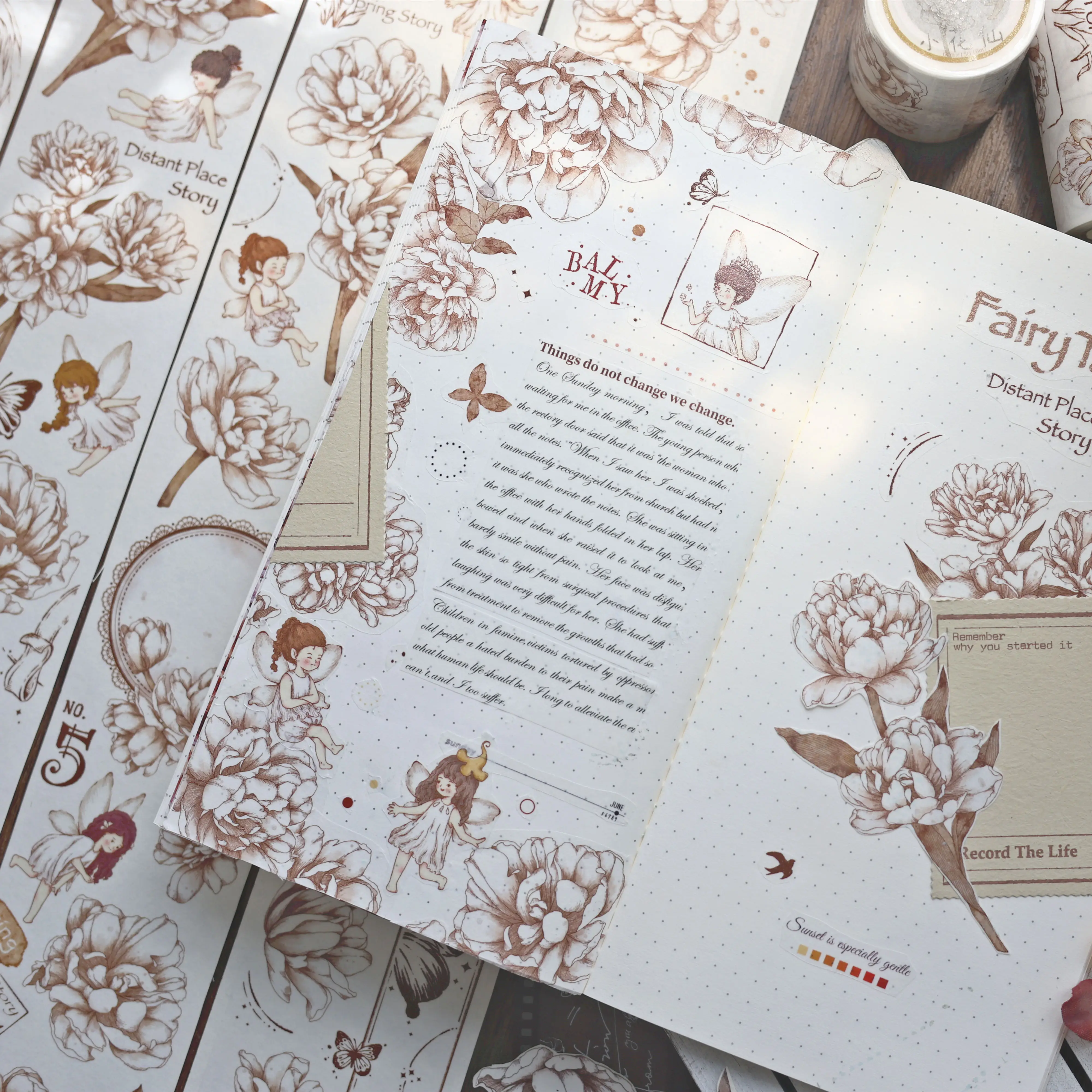 Vintage Summer Story Flower Fairy Girl Cute Washi Masking PET Tape Roll