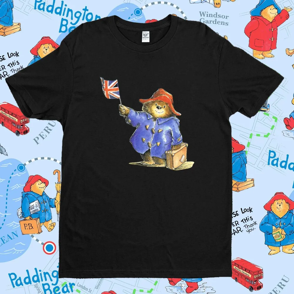 

Paddington Bear in Londo TShirt Cartoon Graphic Shirt Pure Cotton Breathable Unisex Streetwear Tee Summer Clothes for Women Tops