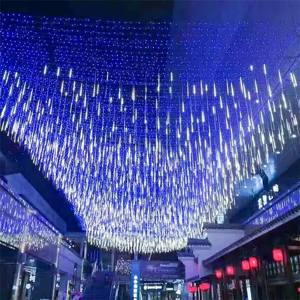 Holiday Party Lights Vibrant Outdoor Meteor Shower Rain Lights 8pcs High Brightness Energy-saving Icicles for Waterproof