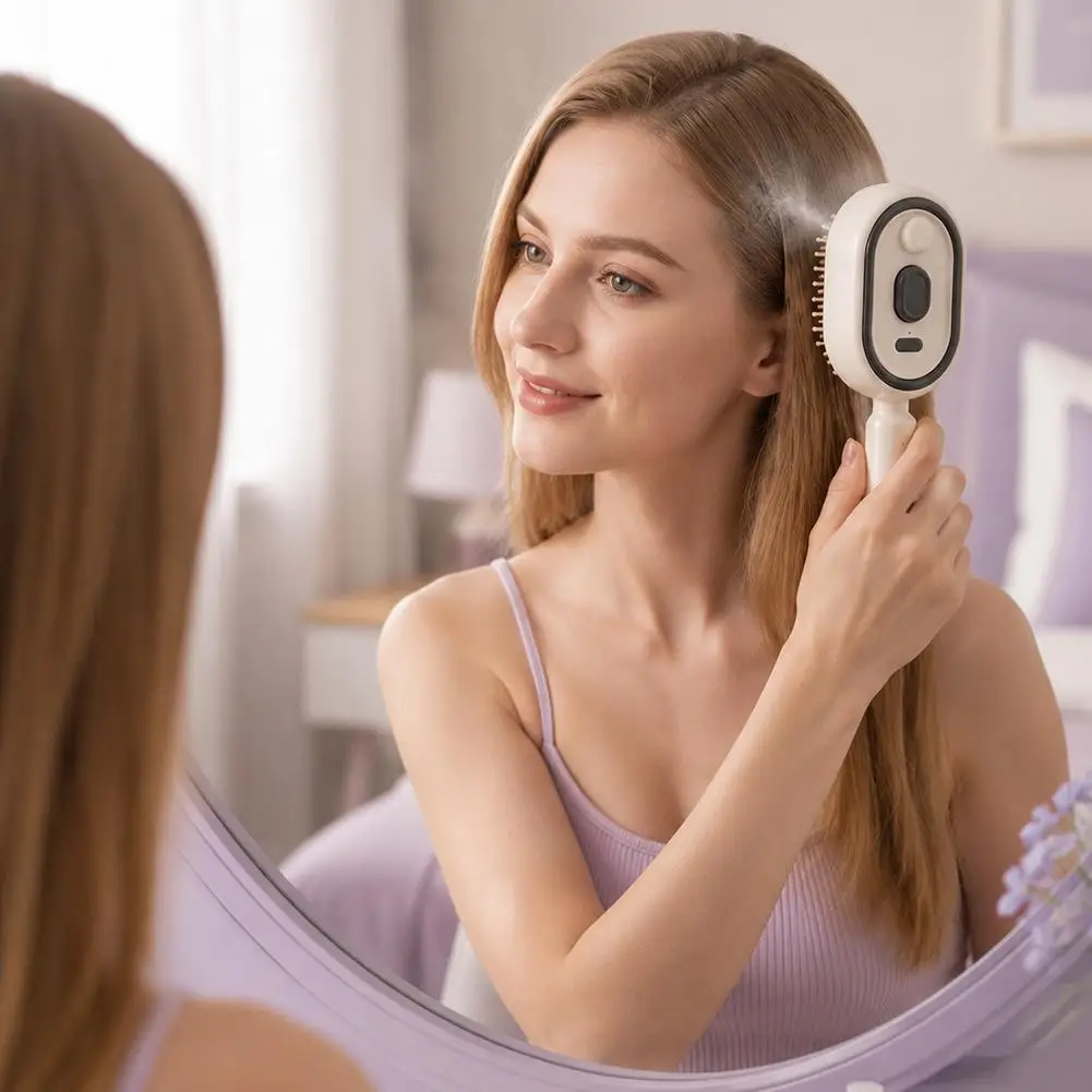 New Electric Hair Care Spray Massage Comb Self Cleaning Steam Essential Oil Brush Hair Oil Applicator Scalp Massager For Women