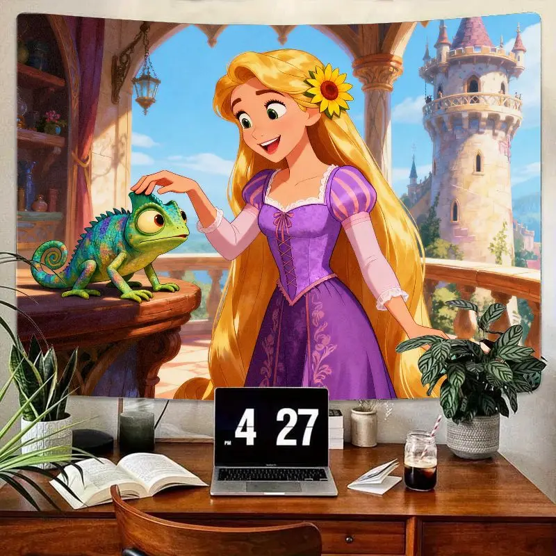 

1 шт. Дисней Рапунцель и Паскаль гобелен фиолетовая принцесса настенное искусство современный полиэстер Декор для детской комнаты спальня подарок