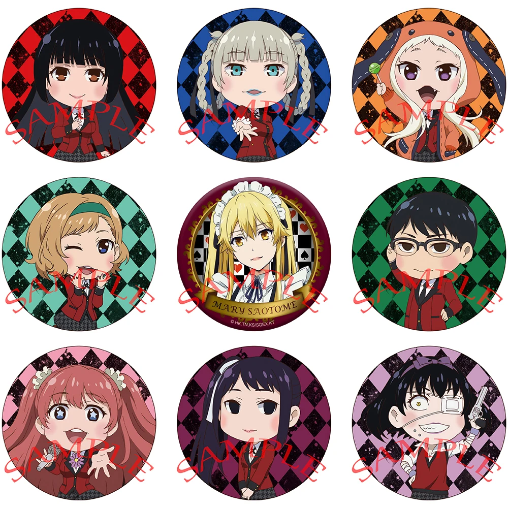 Аниме Kakegurui Yomozuki Runa Momobami Ririka Saotome Meari Ryōta Suzui Jabami Yumeko Косплей Значок с героями мультфильмов Рождественские подарки