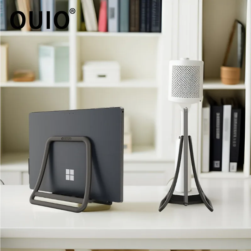 OUIO Vertical Laptop Tablet Stand, Foldable Tablet Desktop Stand, Laptop Base, Multi-Purpose Stand, Notebook Desk Dock