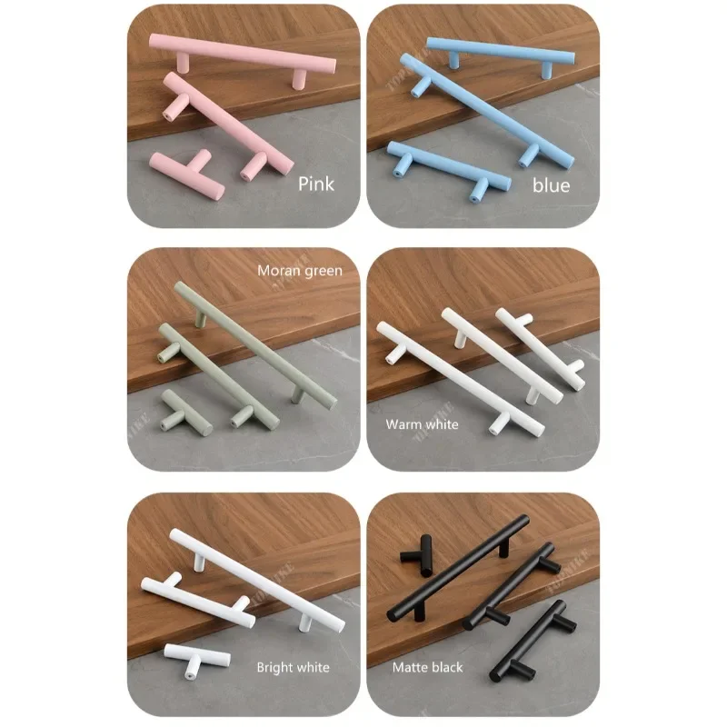 Simple Round Bar Kitchen Cabinet Door Handles Drawer Knobs and Colorful Handle for Furniture Children\'s Room