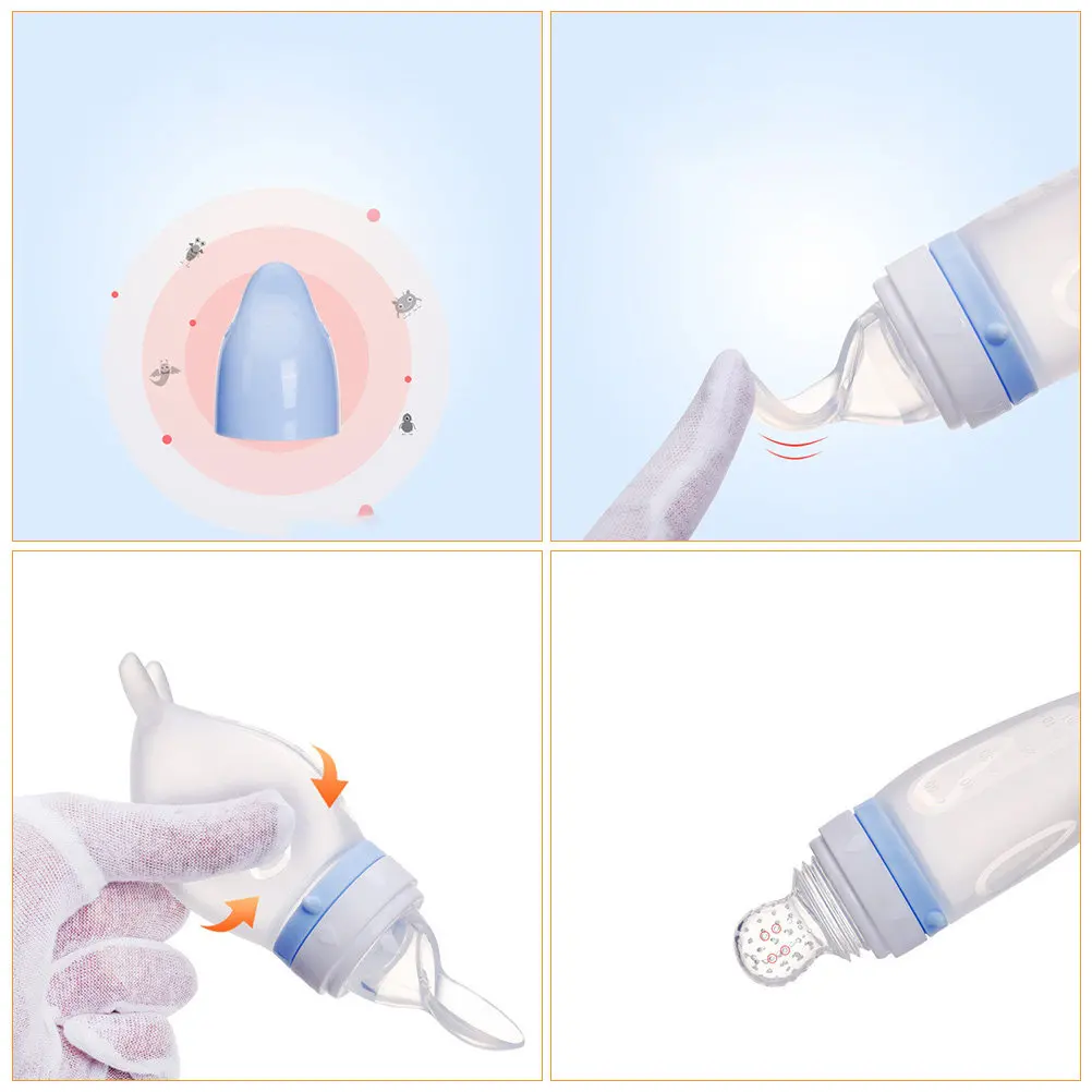 

Silicone Feeding Bottle Spoon with Squeeze Function Compact Lightweight Design Easy Clean Stand- Ideal for Travel