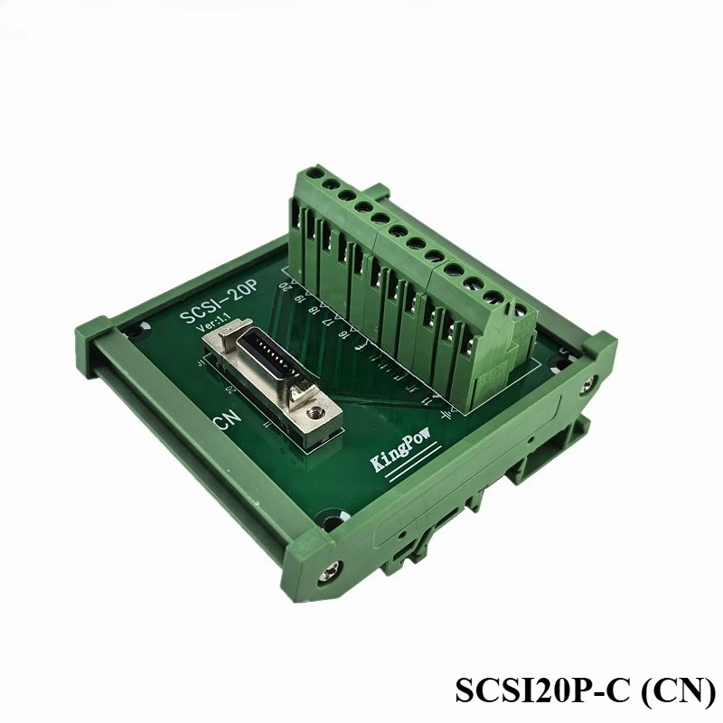 1pcs Industrial SCSI20P-C Breakout Board 20 Pin Male to Screw Terminal Block 180 Degree DIN Rail Mount for Data Acquisition Card