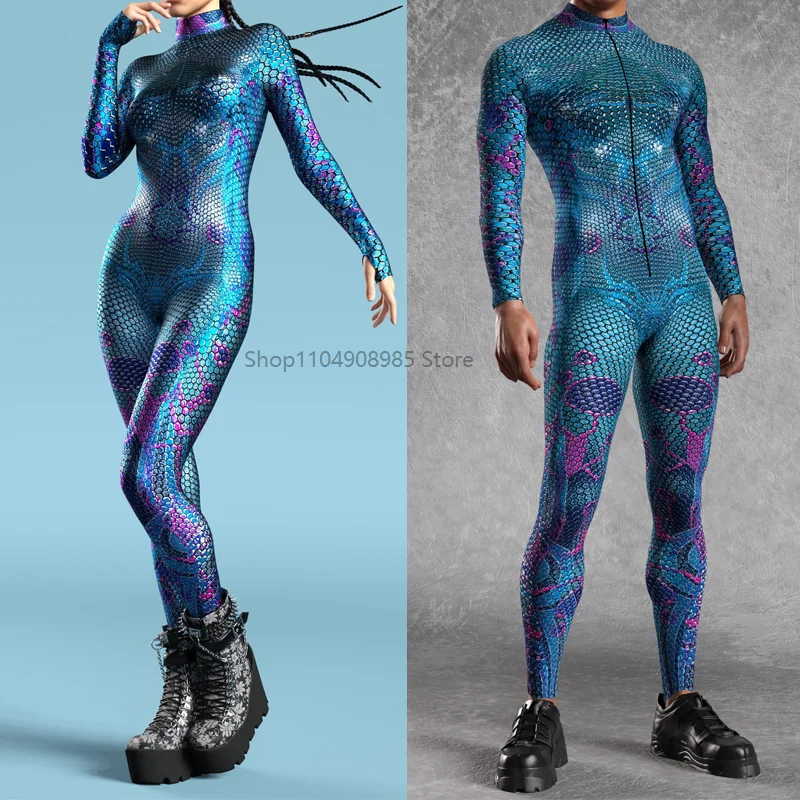 

Myriad Sentinel Blue Costume Jumpsuit Mermaid Cosplay Bodysuit Carnival Party Performance Zentai Suit Outdoor Cycling Catsuit