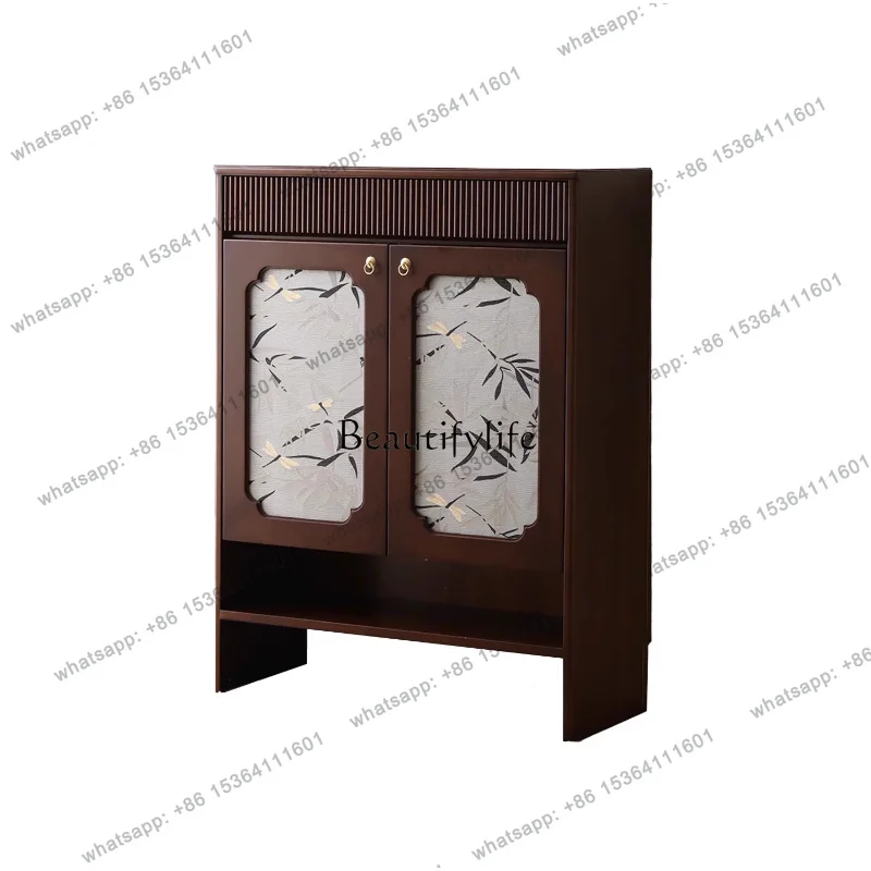 FG French Antique Shoe Cabinet Living Room Retro Solid Wood Rack Living Room Partition Cabinet