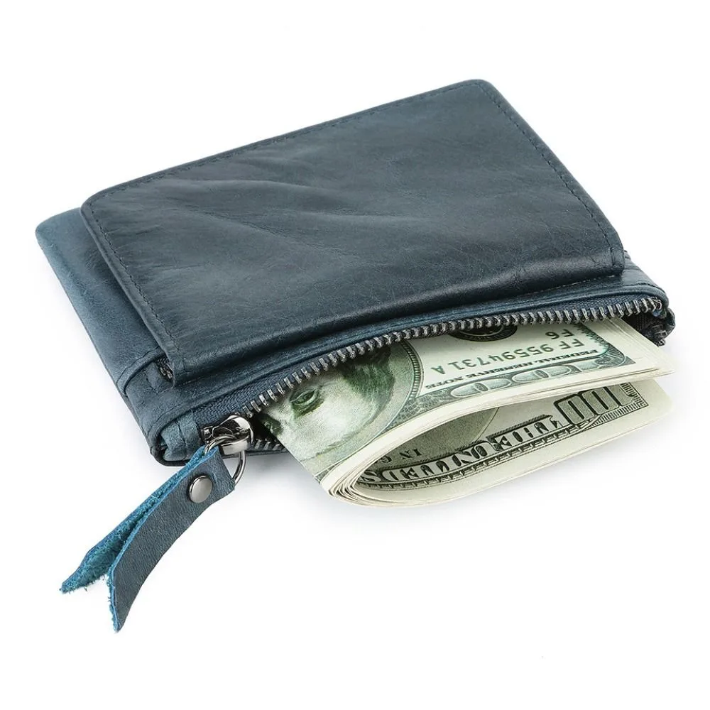 الرجعية الإبداعية قصيرة محفظة RFID متعددة بطاقة مقعد حامل بطاقة الجلد الحقيقي محفظة نسائية للعملات المعدنية سليم الحد الأدنى حقيبة التخزين للرجال #3