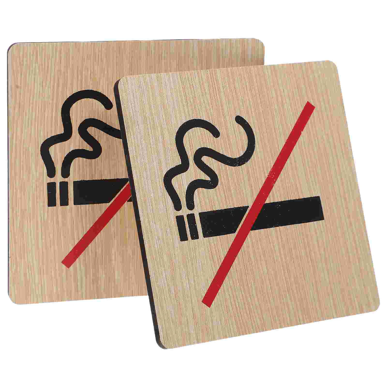 2 Pcs Nameplate Stickers Smoking Screens Smoke Label No Signs for Business Outdoor Car Area The Office