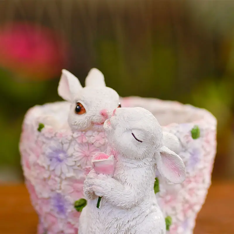 

Креативный мультяшный цветочный горшок, милый кролик, сад, двор, суккулентные растения, горшечное растение из смолы, зеленое растение, украшение для дома, балкона