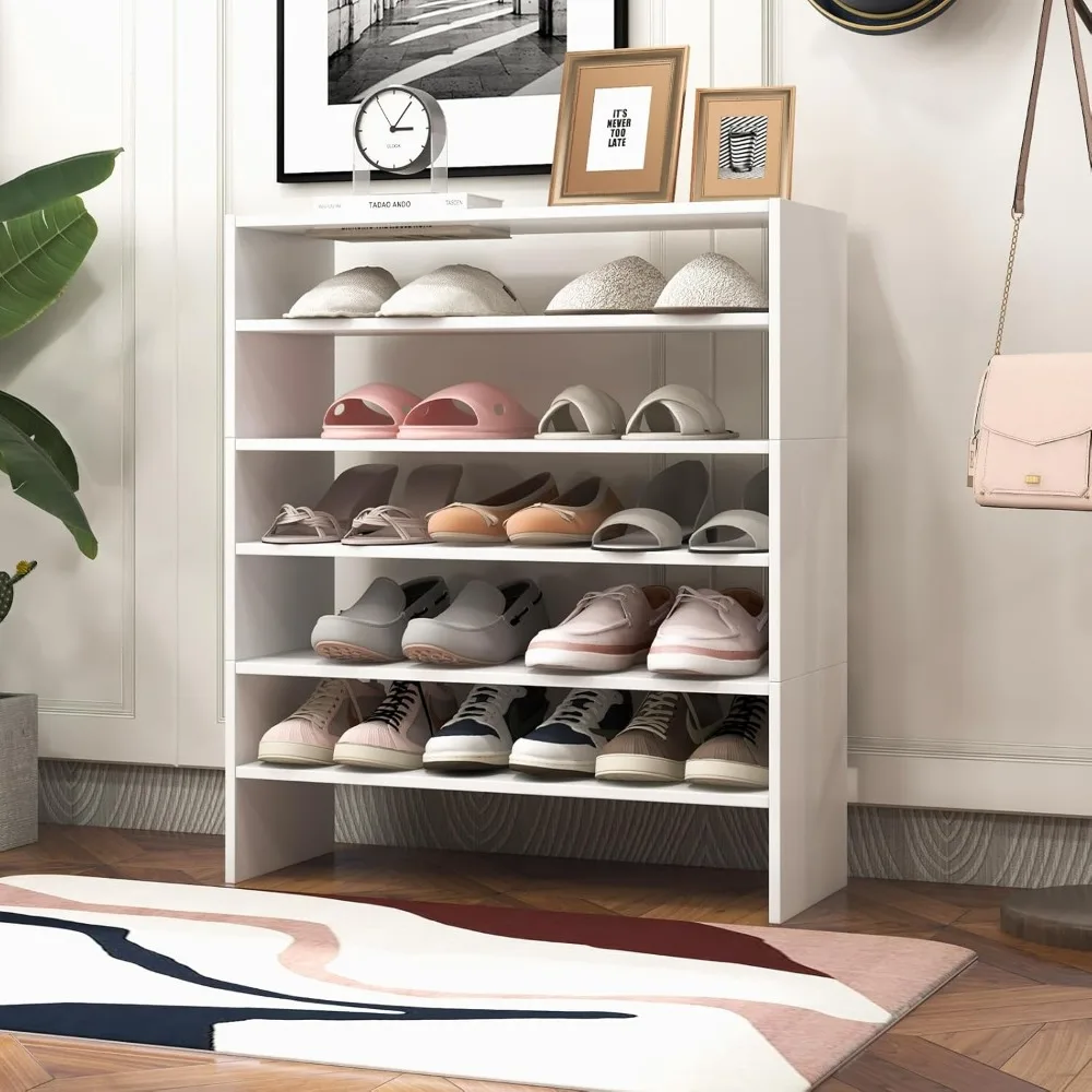 Вертикальная полка для обуви Giantex 3-в-1, 6-уровневый отдельно стоящий органайзер для хранения обуви с штабелируемой конструкцией на 18 пар, ширина 31 дюйм Woo