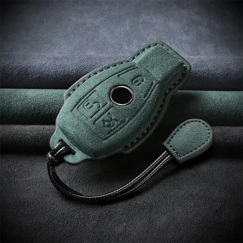 Leather Car Key Case Suede For Mercedes Benz A C E S G R Class GLS GLA GLK GLC CLS CLA AMG W204 W205 W212 W463 W176 Accessories