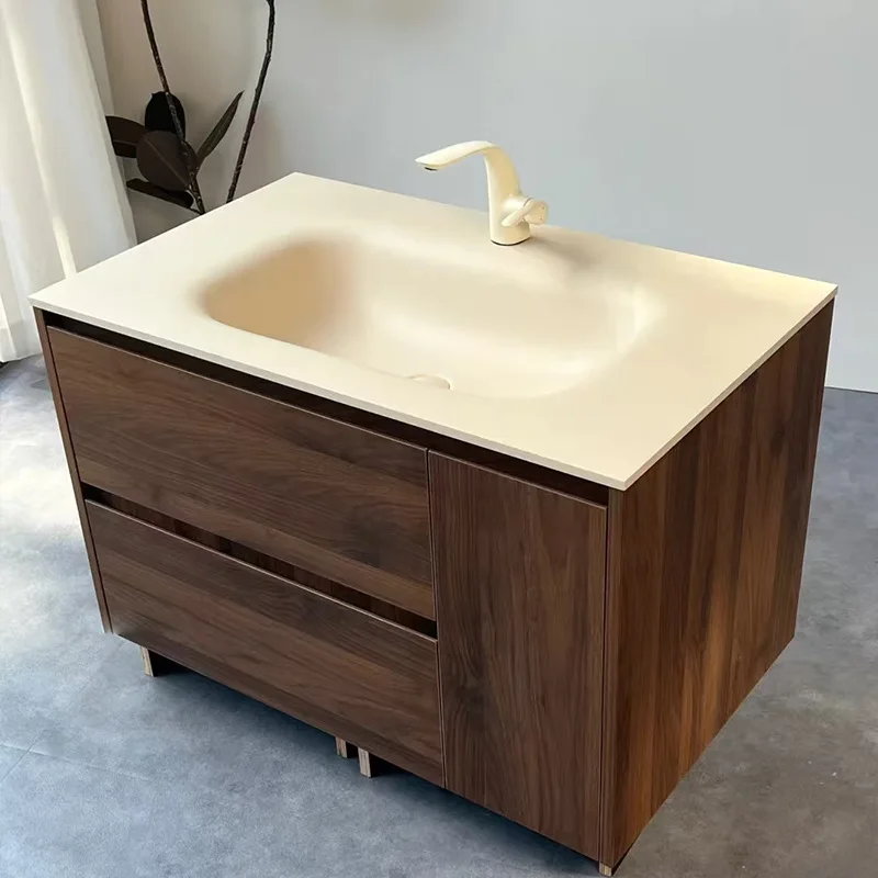 

Medieval retro Corian bathroom cabinet integrated bathroom wash basin cabinet washbasin cabinet