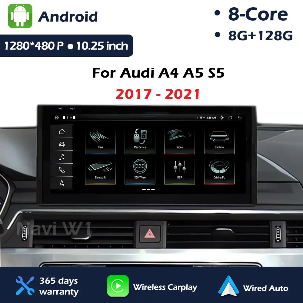 Wireless CarPlay Android for Audi A4 A5 S5 2017 - 2021 Car intelligent System Radio Multimedia Video Player Navigation GPS BT