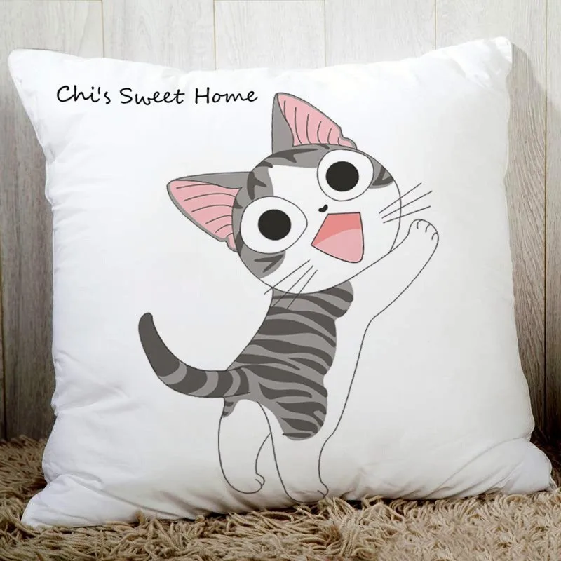 Lovely Chi\'s sweet home cute cat printed cushion cover sofa bedding decorative pillow cover cozy polyester pillowcase 45x45cm