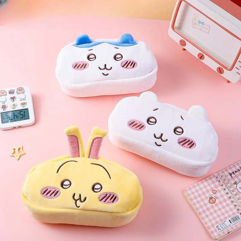 Chiikawa scatola di cancelleria giocattoli carini Anime Kawaii MINISO Usagi Hachiware studente borsa di cancelleria penna di grande capacità regali