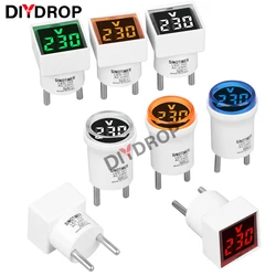 AC50-500V LED Digital Voltmeter Ammeter Mini Euro Plug Voltage Tester Monitor Voltage Current Meter Detector Voltmeter Indicator