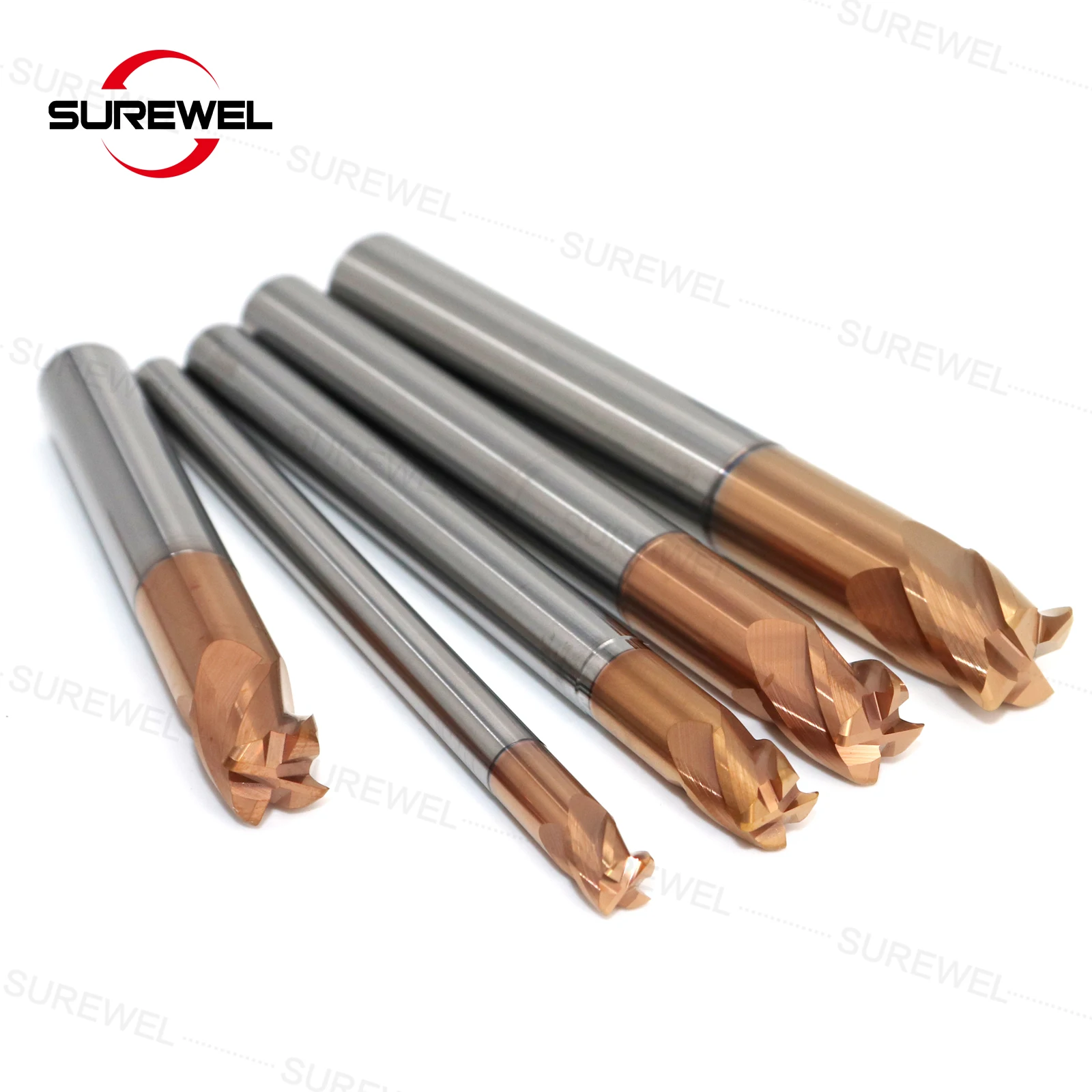 HRC68 Carbide 4 Flutes Corner Radius Endmills R0.2 R0.3 R0.5 R1 R2 Hardened Material Long Neck Corner Radius Milling Cutter Tool