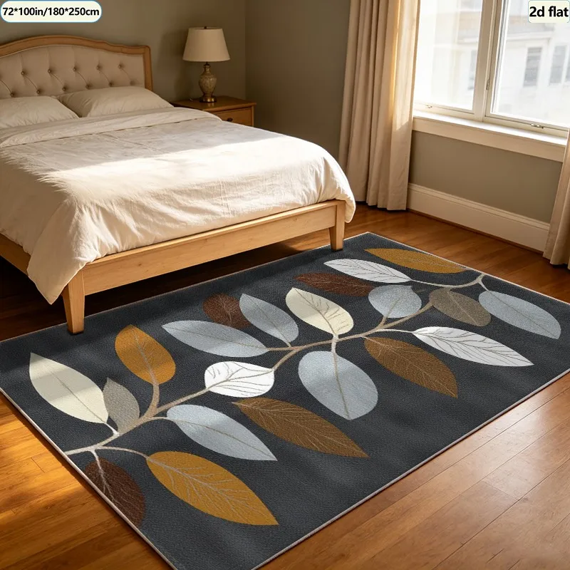 Vintage Autumn Leaf Plant Pattern Carpet, Soft and Washable Rug, Suitable for Living Room and Bedroom Floor Decoration