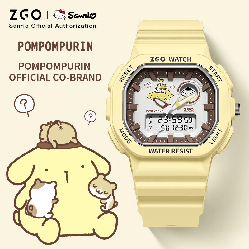 ZGO PomPomPurin Sanrio Watch For Kids Girls Boys 2024 New Style Sports Electronic Waterproof Girl Electronic Watch Gift 810