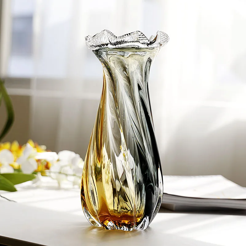 

Modern light luxury art glazed vase, high-end home furnishing, living room dining table, green plant water raising vase, flower