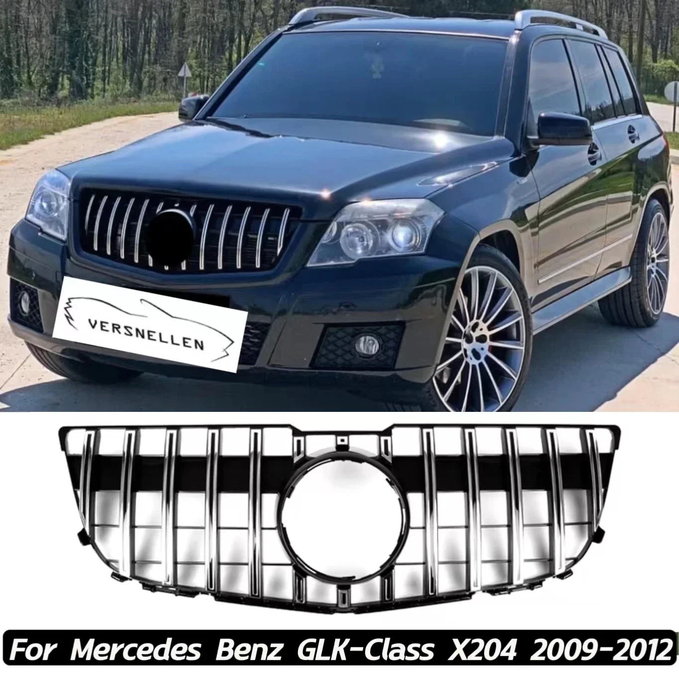 

Chrome Black Silver GT Style Racing Grille For Mercedes Benz GLK-Class X204 2009-2012 GLK280 GLK300 GLK350 Grille