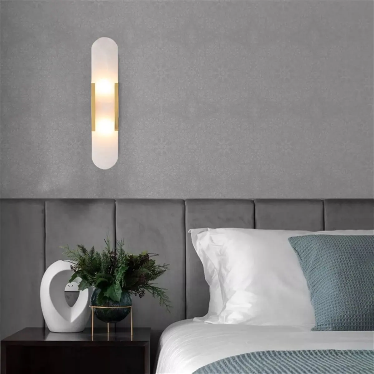 【~ New FDDT】Natural Marble Wall Lamp Living Room Bedroom Bedside Decoration Wall Light Golden Hotel Aisle Staircase Sconce view 6