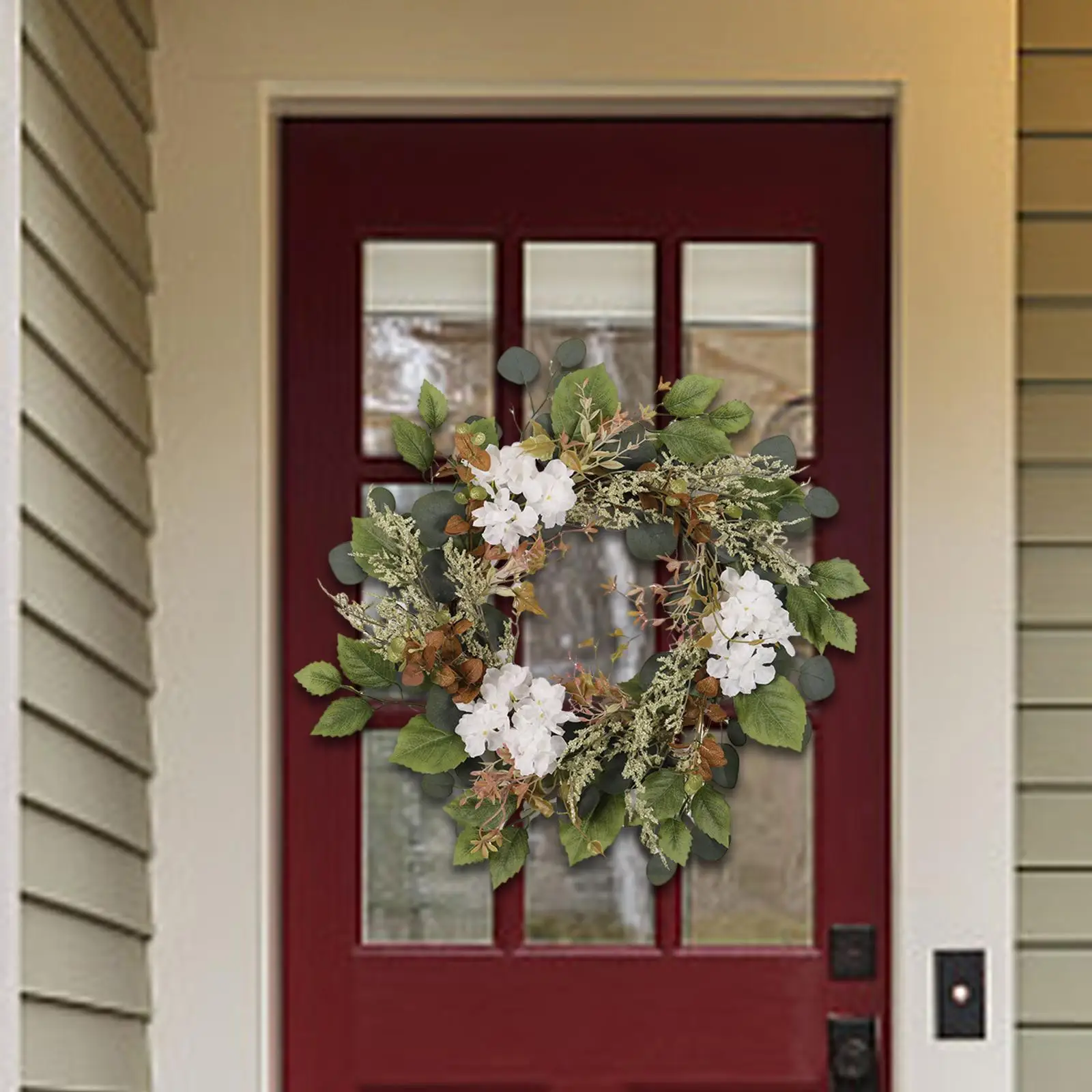 Artificial Eucalyptus Wreath Front Door Artificial Flower Hydrangeas for Housewarming Office Valentine's Day Outside Festival